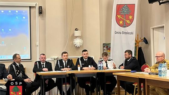 Nowy zarząd Ochotniczej Straży Pożarnej w Strzeleczkach podczas zebrania sprawozdawczo-wyborczego w styczniu 2026 roku.