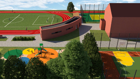Nowy wymiar sportu za prawie 7 mln zł. Walce budują centrum aktywności dla całych rodzin Planowany kompleks boisk wielofunkcyjnych i strefa rekreacyjna w Walcach – wizualizacja inwestycji sportowej.
