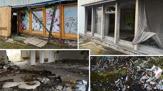 „Śmiertelna pułapka w centrum wsi” Opuszczony i niebezpieczny budynek dawnego sklepu w centrum Gwoździc – przegniłe stropy i brak ogrodzenia stwarzają zagrożenie dla mieszkańców