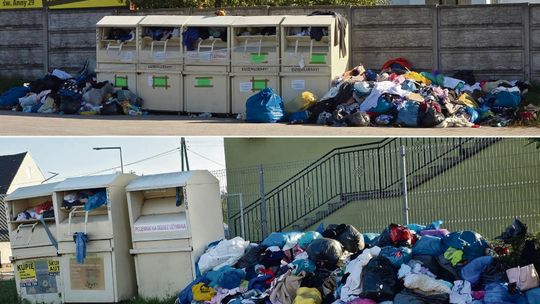 Sterty ubrań pod Biedronką i Netto w Zdzieszowicach. Mieszkańcy mają dość