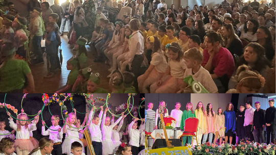 Stoisko z rękodziełem i wypiekami podczas Wielkanocnego Kiermaszu Charytatywnego w Strzeleczkach