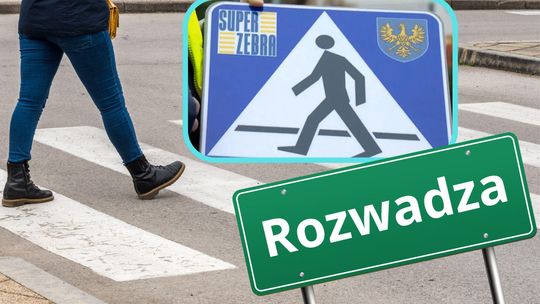 Oświetlone przejście dla pieszych w Krępnej w gminie Zdzieszowice zrealizowane w ramach programu Super Zebra.