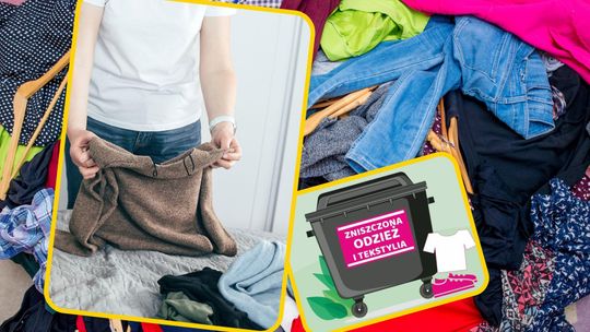 Mieszkańcy Zdzieszowic wrzucają zniszczone ubrania i tekstylia do pojemnika w ramach akcji ekologicznej organizowanej przez Związek Międzygminny „Czysty Region”.