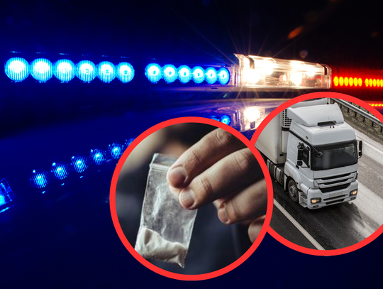 Policjanci kontrolują kierującą ciężarówką podejrzaną o prowadzenie pojazdu pod wpływem narkotyków