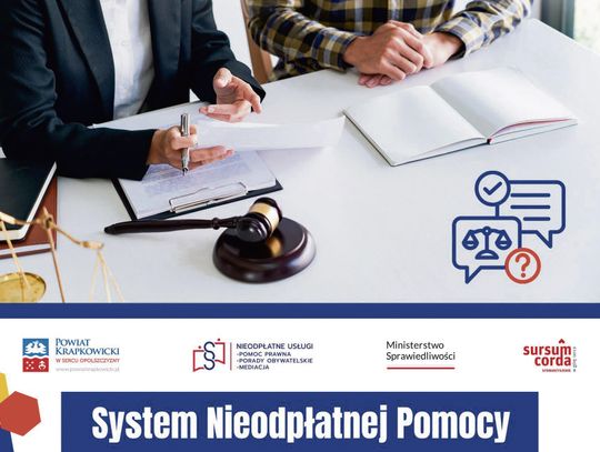 Punkt nieodpłatnej pomocy prawnej w powiecie krapkowickim – bezpłatne porady prawne dla mieszkańców.