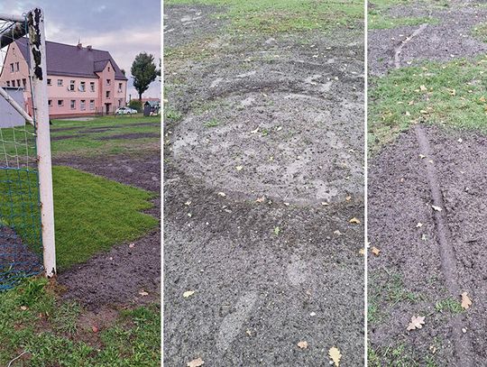 Driftował na murawie  i narobił szkód