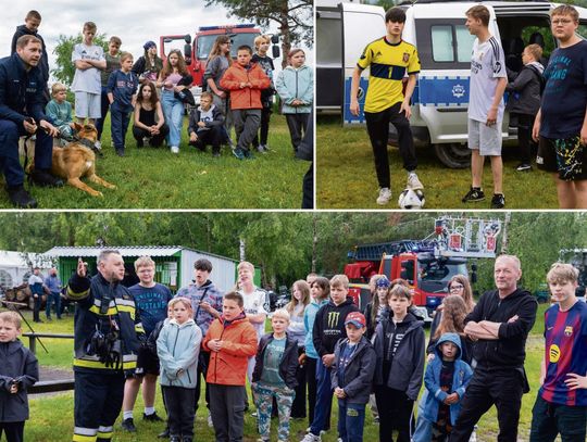 Dzieci ze Strzegowa podczas pikniku nad zbiornikiem Staropolanka w Zdzieszowicach — bryczka, służby i wspólne zabawy