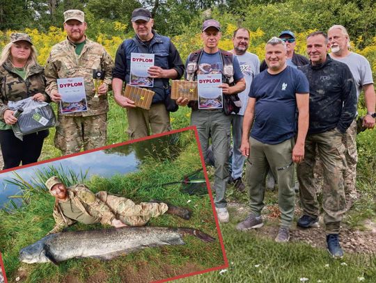 Sum o długości 220 cm złowiony podczas zawodów spinningowych „Drapieżnik Odry” na Odrze