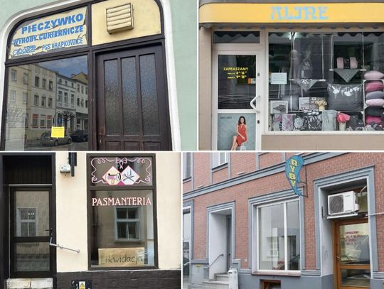 Zamknięty sklep „Pieczywko” na rynku w Krapkowicach – dawniej popularny punkt sprzedaży pieczywa i miejsce spotkań mieszkańców.