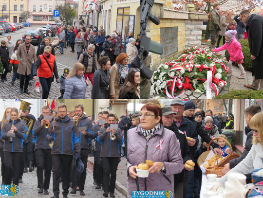 Na zdjęciu Mieszkańcy Krapkowic uczestniczą w obchodach Święta Niepodległości 2025, składając kwiaty pod pomnikiem Ofiar Wojen i Przemocy i odśpiewując hymn narodowy.