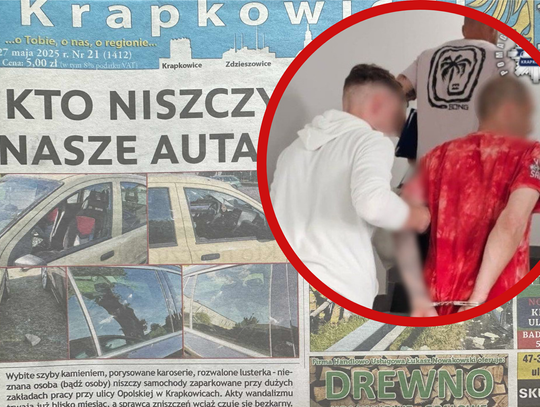 Zatrzymany przez policję 39-latek z Krapkowic, sprawca włamań do samochodów i uszkodzeń mienia
