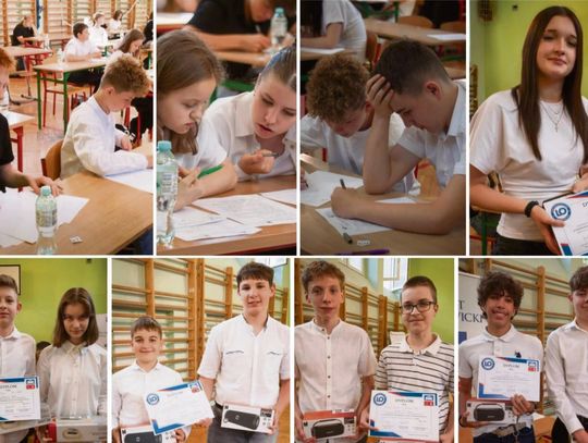 Uczniowie szkół podstawowych rywalizujący w XVII Konkursie Matematycznym im. Tadeusza Knysza w Krapkowicach.