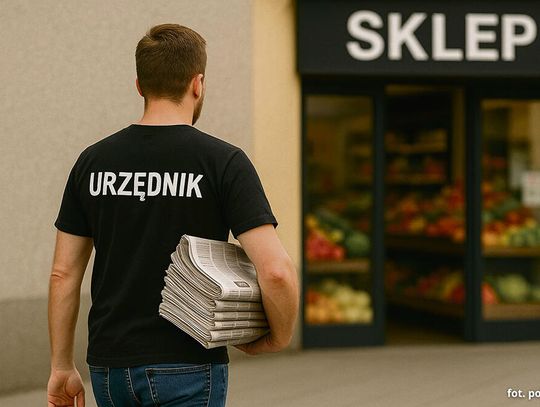 Pracownik Urzędu Miasta i Gminy Krapkowice rozwozi prywatną gazetę w godzinach pracy