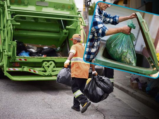 Pojemniki na bioodpady wystawione przed domami w Krapkowicach, widoczny problem z regularnością odbioru