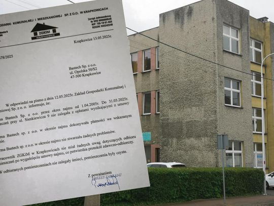 Zdjęcie redakcji Tygodnika Krapkowickiego przed dawną siedzibą przy ul. Sienkiewicza w Krapkowicach.