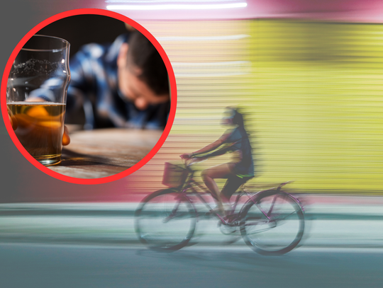 Policjanci kontrolują rowerzystę na ulicy Opolskiej w Choruli – interwencja wobec mężczyzny jadącego rowerem pod wpływem alkoholu