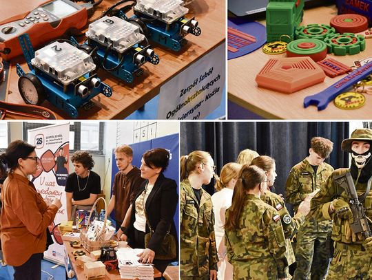 Uczniowie i nauczyciele podczas Targów Szkół Ponadpodstawowych w Zdzieszowicach prezentują ofertę liceów i techników.