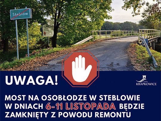 Planowane zamknięcie mostu w Steblowie