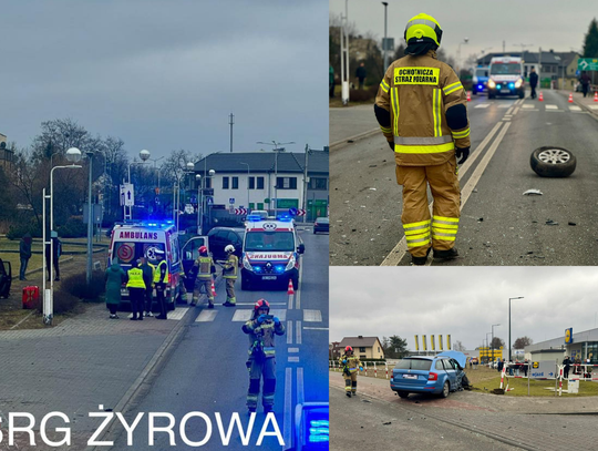 Poważny wypadek w Zdzieszowicach z udziałem 3 osób, w tym dziecka Strażacy i ratownicy medyczni podczas akcji po wypadku samochodowym na ul. Góry św. Anny w Zdzieszowicach.