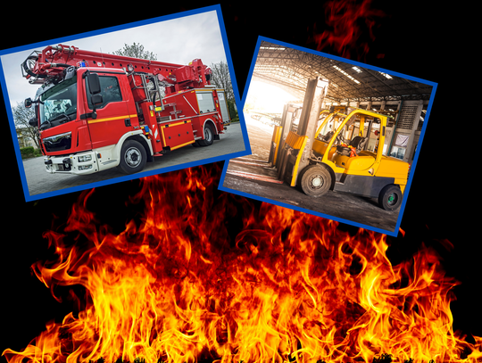 Pożar w Krapkowicach: Zapalił się wózek widłowy w pieczarkarni Pożar w Krapkowicach: Zapalił się wózek widłowy w pieczarkarni