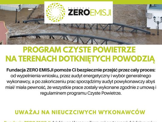 Program Czyste Powietrze na terenach dotkniętych powodzią