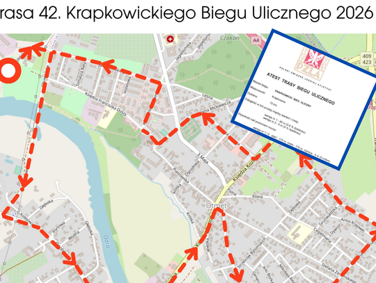 Zawodnicy na trasie Krapkowickiego Biegu Ulicznego 10 km z atestem PZLA