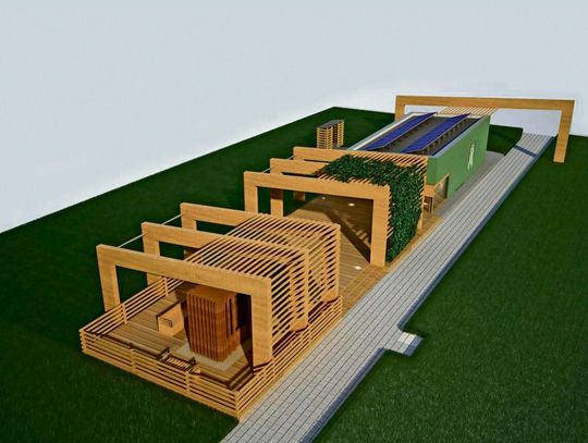 Ogrodzony teren budowy przy Zielonej Chatce w Gogolinie podczas rozpoczęcia prac modernizacyjnych