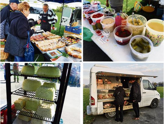 Stoisko ze świeżymi warzywami i regionalnymi produktami podczas Straganika na Placu Eichendorffa w Krapkowicach