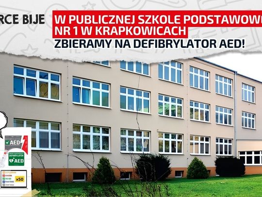 Publiczna Szkoła Podstawowa nr 1 w Krapkowicach prowadzi zbiórkę na defibrylator AED ratujący życie