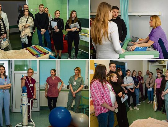 Przyszli rodzice zwiedzają salę porodową podczas Dni Otwartych w Szpitalu w Krapkowicach