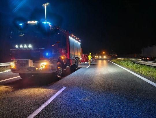 Miejsce śmiertelnego potrącenia na autostradzie A4 w okolicach węzła Gogolin, działania służb