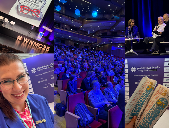 Redaktorka Tygodnika Krapkowickiego Dominika Bassek podczas obrad World News Media Congress w Centrum Kongresowym ICE w Krakowie.