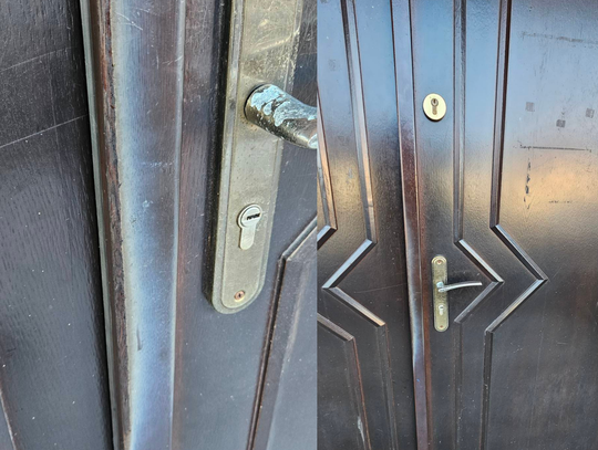 Podpalone drzwi świetlicy Ochotniczej Straży Pożarnej w Straduni po akcie wandalizmu