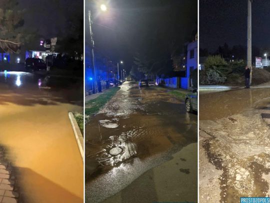 Woda wystrzeliła spod asfaltu w Krapkowicach. Nocna awaria zalała ulicę i odcięła mieszkańców od wody Awaria wodociągu w Krapkowicach – woda wypływająca spod asfaltu na ulicy Słowackiego podczas nocnej interwencji służb