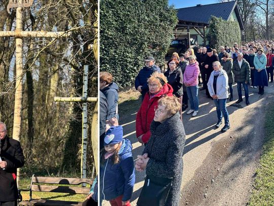 Wyszli na ulice z krzyżem. Niezwykła droga krzyżowa w Dobrej poruszyła wiernych Droga krzyżowa ulicami Dobrej – wierni niosą krzyż i uczestniczą w nabożeństwie przy dźwiękach orkiestry