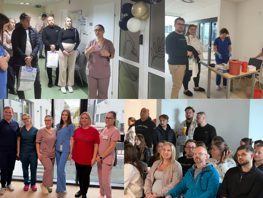 Sala porodowa w Krapkowickim Centrum Zdrowia podczas Dni Otwartych dla przyszłych rodziców. Spotkanie pozwoliło poznać warunki porodu i personel oddziału.