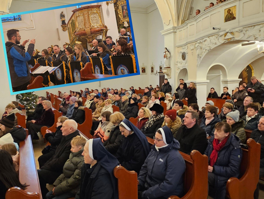 Krapkowicka Orkiestra Dęta podczas koncertu kolęd w kościele św. Jacka w Kamieniu Śląskim