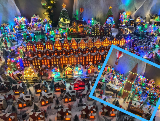 Na zdjęciu Zimowa ekspozycja w barze Kwiat Lotosu w Górażdżach – miniaturowe miasteczko i Biegun Północny