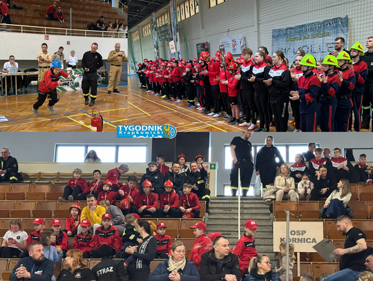 Młodzi strażacy rywalizują w Halowych Młodzieżowych Zawodach Sportowo-Pożarniczych w Krapkowicach
