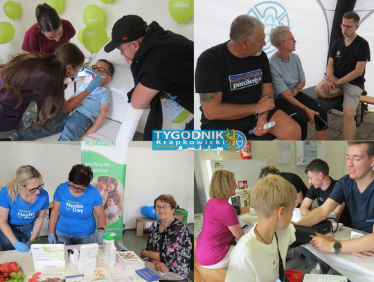 Mieszkańcy korzystają z bezpłatnych badań profilaktycznych i konsultacji specjalistycznych podczas Samed Health Day 2026 przy hali KS Otmęt w Krapkowicach.