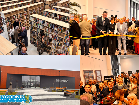 Na zdjęciu Nowoczesne wnętrze nowo otwartej biblioteki w Zdzieszowicach podczas uroczystego otwarcia z udziałem mieszkańców.
