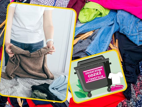 Mieszkańcy Zdzieszowic wrzucają zniszczone ubrania i tekstylia do pojemnika w ramach akcji ekologicznej organizowanej przez Związek Międzygminny „Czysty Region”.