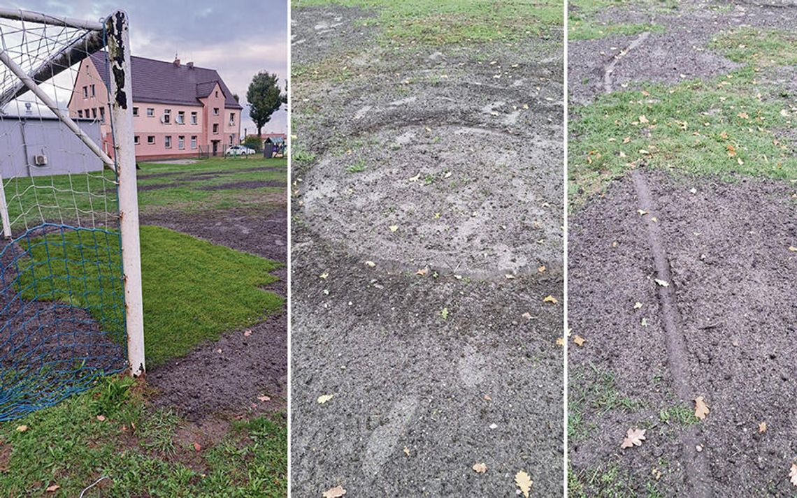 Driftował na murawie  i narobił szkód