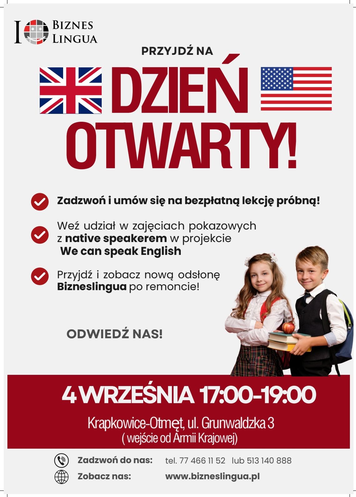 Dzień Otwarty w Bizneslingua w Krapkowicach – bezpłatne lekcje angielskiego z native speakerem