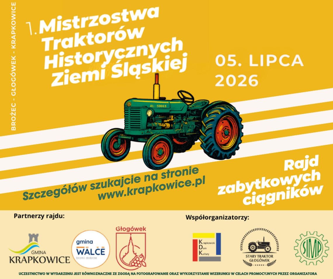 Historyczne traktory ruszą w trasę! 5 lipca odbędą się pierwsze mistrzostwa podczas Dni Krapkowic Zabytkowe traktory ustawione na starcie rajdu podczas wydarzenia plenerowego