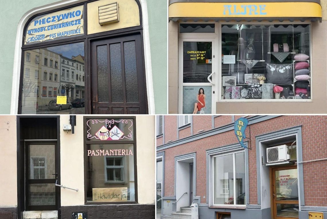 Zamknięty sklep „Pieczywko” na rynku w Krapkowicach – dawniej popularny punkt sprzedaży pieczywa i miejsce spotkań mieszkańców.