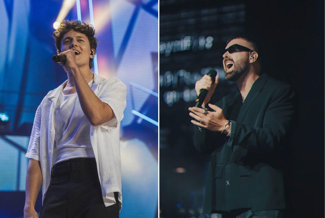 Tłum uczestników podczas koncertu Lato na MAXXa w Gogolinie na Stadionie Miejskim, scena i artyści występujący wieczorem.