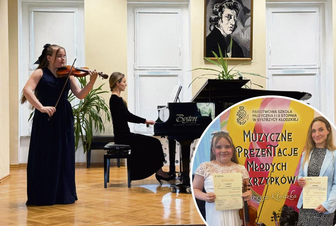 Maja Sekulla, młoda skrzypaczka z Krapkowic, podczas występu konkursowego na ogólnopolskiej scenie