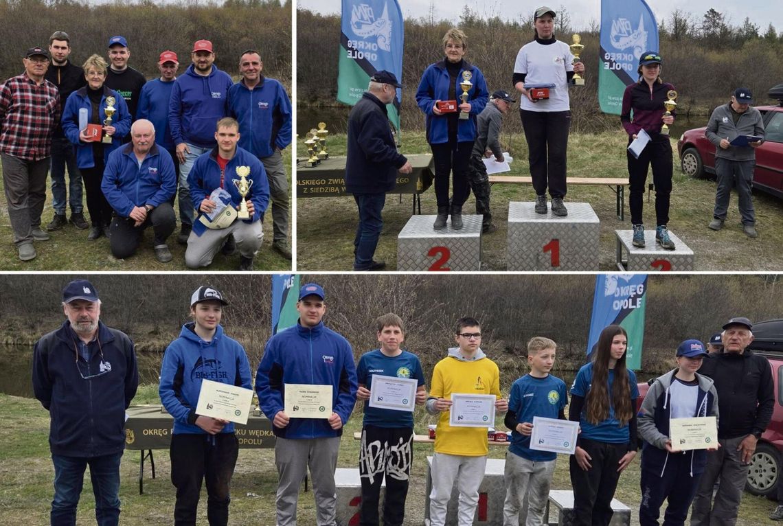 Zawodnicy PZW Otmęt‑Krapkowice podczas zawodów na Kanale Kędzierzyńskim w pierwszej turze Grand Prix