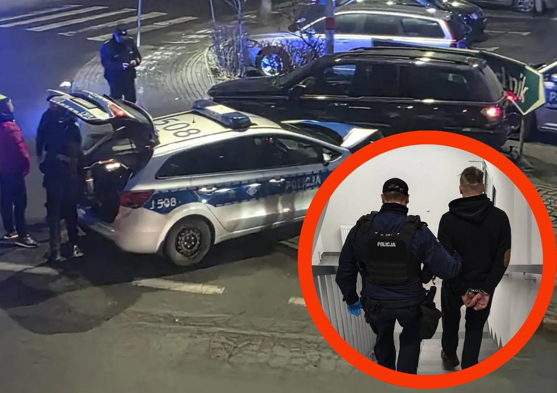 NOWE FAKTY: Brawurowy pościg w centrum Krapkowic. Policja staranowała auto pijanych złodziei paliwa